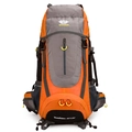 Waterdichte 65+5L wandelrugzak in oranje en grijs met duurzame nylon compressiebanden - 70L / Oranjerood