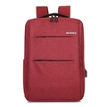 Mochila minimalista burdeos para portátil con puerto USB y compartimentos con cremallera - 15 Pulgadas / Rojo