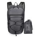 Lightweight foldable grey sports backpack with breathable mesh straps and storage pouch - Dark Gray