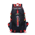 Waterproof nylon hiking backpack in black and red with ergonomic adjustable straps - Black
