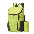 Foldable outdoor backpack in bright lime green nylon with side mesh bottle pockets - Light Green