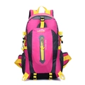 Waterproof nylon hiking backpack in rose red and grey with Keep Walking print - Rose Red