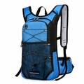 Blue cycling backpack with hydration system and front bungee cords for outdoor sports - Large Capacity / Light Blue