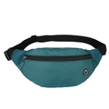 Versatile dark green nylon sports waist bag with adjustable strap and headphone port - Green
