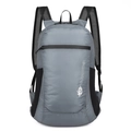 Grey lightweight folding backpack in ripstop nylon with mountain logo and mesh straps - Gray