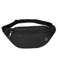Classic black sports fanny pack with adjustable strap and integrated headphone jack - Black