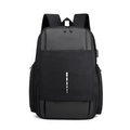 Men's black business backpack with USB port and reflective stripes for travel - Black