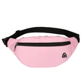 Rosafarbene Multifunktions-Gürteltasche mit zwei Reißverschlüssen und schwarzem Gurt - Rosa
