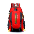 Outdoor hiking backpack in red, grey, and black with Keep Walking print and mesh side pockets - 1503 Series Red