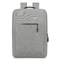 Mochila gris minimalista para portátil con puerto USB y textura de tela jaspeada - 515 Gris (Sin USB)