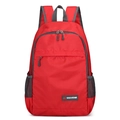 Foldable red outdoor backpack with ripstop nylon fabric and grey mesh side pockets - Below 20L / Red