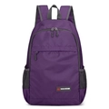 Purple foldable lightweight backpack with ripstop nylon texture and mesh side pockets - Below 20L / Purple