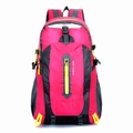 Deep red outdoor backpack with yellow zippers and black durable reinforced base panels - 1503 Series Rose Red