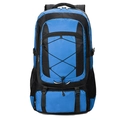 Blue and black outdoor hiking backpack with multi-compartment design and bungee system - Blue