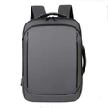 Business laptop backpack in dark grey with dual handles and integrated USB charging port - Gray