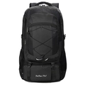 Black 75L large capacity outdoor hiking backpack with durable nylon fabric - Black