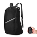 Foldable black lightweight travel backpack with breathable mesh straps and storage pouch - Below 20L / Black