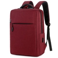 Dunkelroter Business-Laptop-Rucksack mit USB-Anschluss und gewebter Textur-Oberfläche - Rot