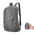 Foldable grey lightweight backpack made of ripstop nylon with compact storage pouch - Below 20L / Gray
