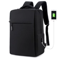 Business Laptop Rucksack in Schwarz mit externem USB-Ladeanschluss und strapazierfähigem Stoff - Schwarz