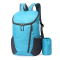 Foldable sky blue outdoor backpack with ripstop nylon and matching storage pouch - Lake Blue
