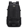 Black 85L large capacity outdoor hiking backpack with ergonomic shoulder straps - 56-75L / Large Capacity / Black