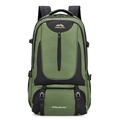 Army green and black 85L large capacity outdoor hiking backpack with front zipper pocket - 56-75L / Large Capacity / Green