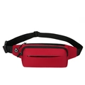 Red sports canvas waist bag with dual zippers and adjustable black nylon strap for outdoors - Red
