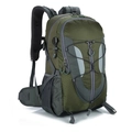 Olive green outdoor hiking backpack with waterproof nylon fabric and padded straps - Green