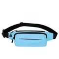 Sky blue canvas sports waist bag with adjustable strap and earphone jack for outdoors - Blue