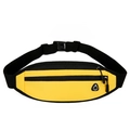 Fashionable bright yellow sports waist bag with large capacity and double zippers - Yellow