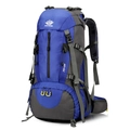 Blue and grey 45+5L hiking backpack with adjustable straps and breathable system - Blue