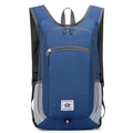 Foldable navy blue outdoor sports backpack with grey mesh side pockets and brand label - Small Capacity / Blue