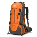 Orange 50L large capacity outdoor hiking backpack with 45+5L water-resistant nylon design - Orange