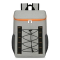 Mochila térmica gris con cremalleras naranjas y sistema elástico frontal ajustable - Gris con Naranja