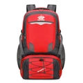 Red 60L outdoor hiking backpack with ergonomic suspension system and breathable straps - Large Capacity / Red
