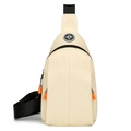 Borsa a tracolla beige impermeabile in tessuto oxford con cerniere arancioni e cinghia - Beige