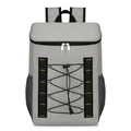 Mochila térmica gris claro con cuerdas elásticas negras y correas ergonómicas acolchadas - Gris
