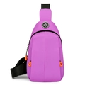 Purple waterproof oxford chest bag for women with orange zipper pulls and shoulder strap - Purple