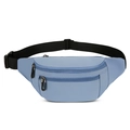 Light blue minimalist chest bag with three zipper compartments and adjustable strap - Dark Blue