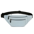 Minimalist light blue leisure waist bag with double zipper and adjustable strap - Light Green