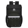 Black insulated cooler backpack with reflective strip and front bungee cord system - Black