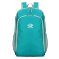 Ultralight teal foldable backpack with waterproof grid fabric and mesh pockets - Green