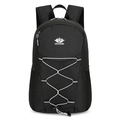 Foldable black outdoor travel backpack with front bungee cord and mesh side pockets - Black / Below 20L