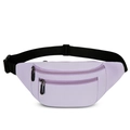 Schlanke hellviolette Sport-Bauchtasche mit Doppelreißverschluss und Gurtband - Lila