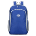 Lightweight royal blue foldable sports backpack with Vanaheimr logo and white mesh side pockets - Blue