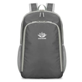 Lightweight grey foldable outdoor backpack with honeycomb texture and mesh pockets - Gray