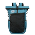 Blaugrüner leichter Roll-Top-Faltrucksack mit schwarzer Netztasche und Schnalle - Grün