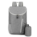 Waterproof grey folding backpack with matching storage pouch for travel and outdoor sports - Light Gray