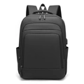 Mochila negra impermeable para ordenador portátil con puerto USB y gran capacidad - Negro